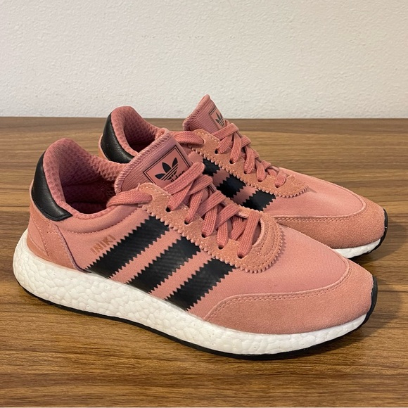 Women’s Adidas Iniki Runner Boost Raw Pink Core Black & White Size 7 - Picture 4 of 8